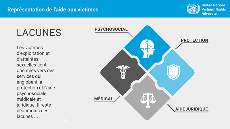 Infographie sur les lacunes en matière de représentation de l'aide aux victimes