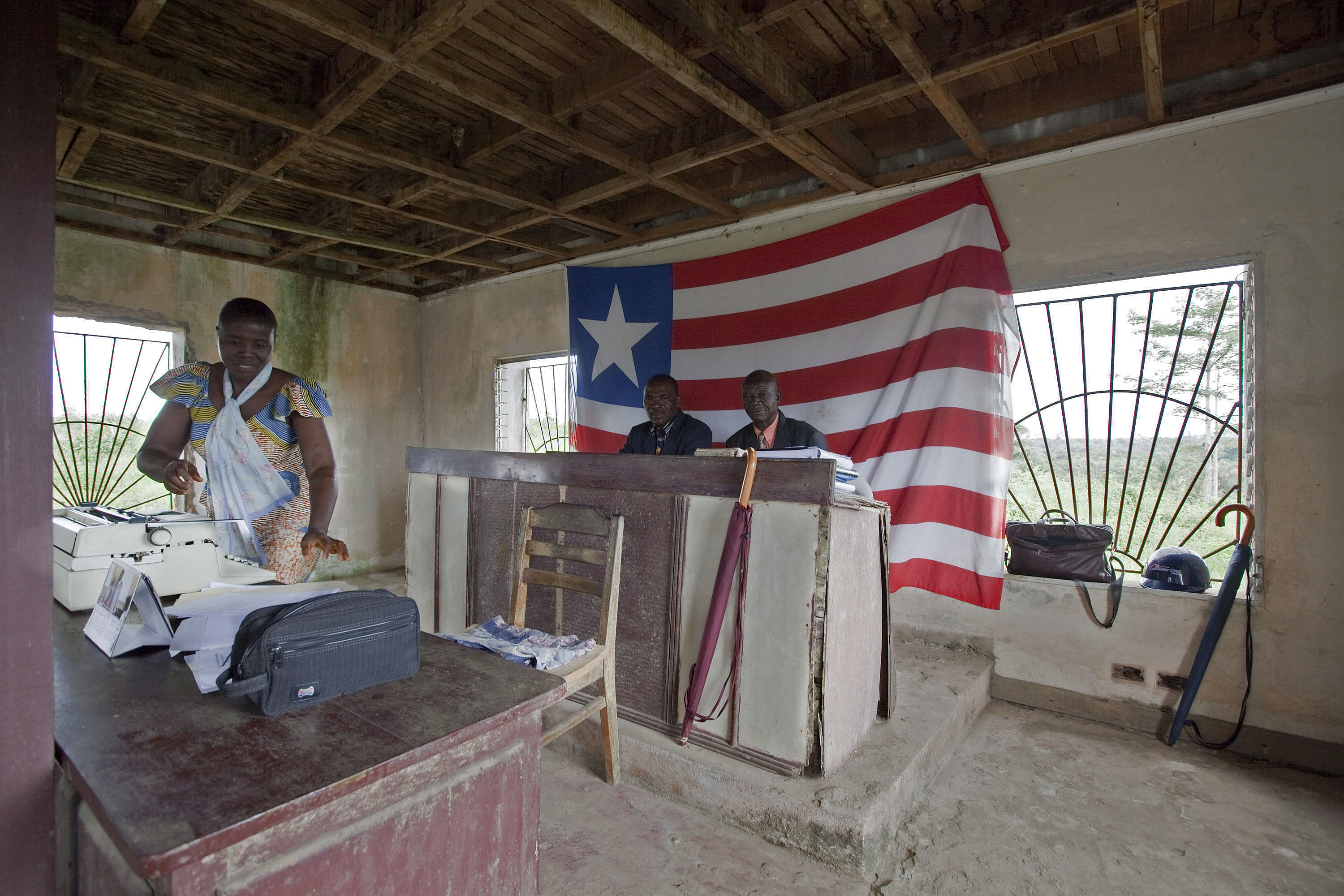 Adequate court facilities are key to the rule of law. A view inside an old courthouse in Liberia, before court officials move into a newly-constructed magistrates’ building next door.