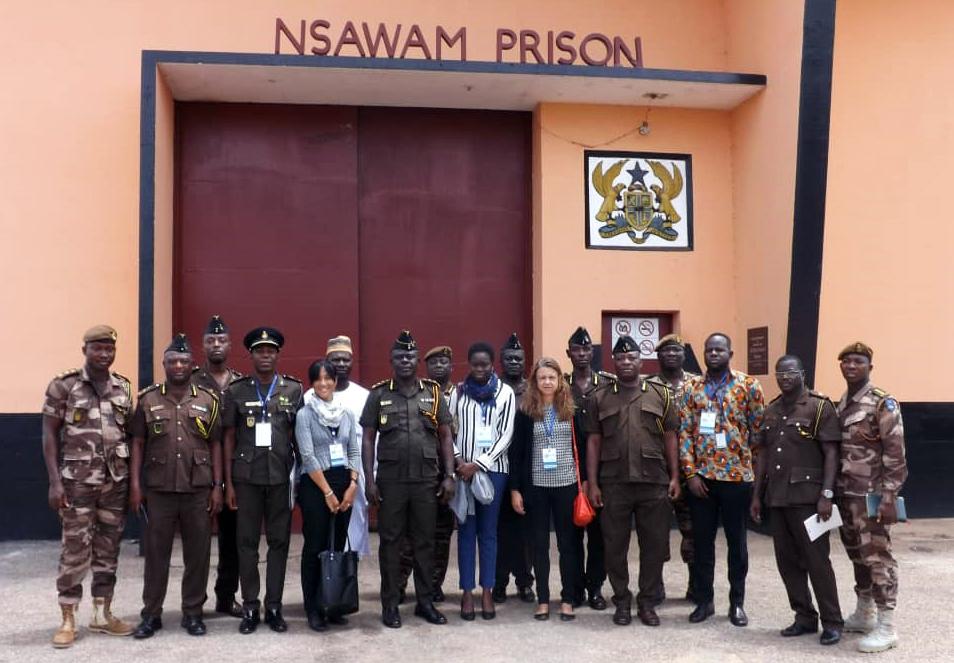 The delegation in front of the Nsawam Medium Security Prison.