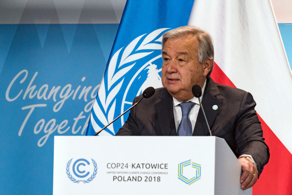 Secretary-General António Guterres addresses the High-Level session of the Climate Change Conference, COP24, in Katowice, Poland. UNFCCC Secretariat 