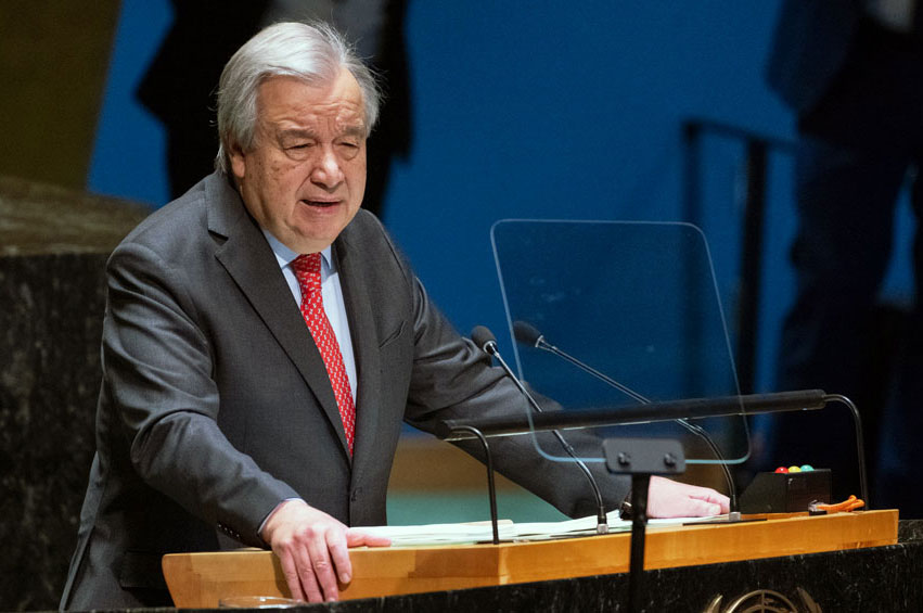Secretary-General António Guterres briefs UN General Assembly member states on the work of the organization and his priorities for 2024. UN Photo/Eskinder Debebe