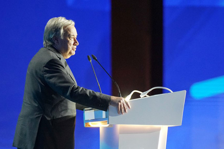 Secretary-General António Guterres addresses the opening of the ​​​​​​​Climate Implementation Summit at COP27 in Sharm el-Sheikh, Egypt. UNFCCC/Kiara Worth