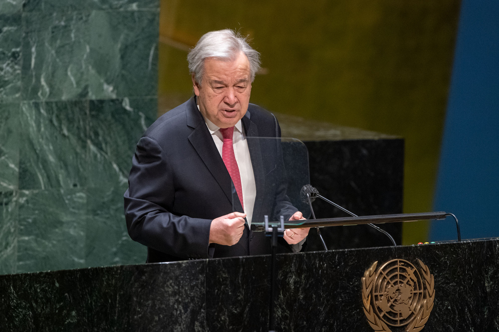 ecretary-General António Guterres briefs the UN General Assembly on his priorities for 2022. UN Photo/Eskinder Debebe