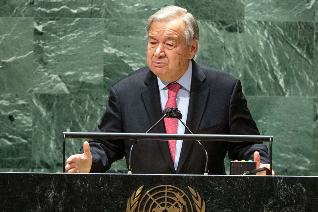 Secretary-General António Guterres addresses the opening of the general debate of the General Assembly’s seventy-sixth session. UN Photo/Cia Pak