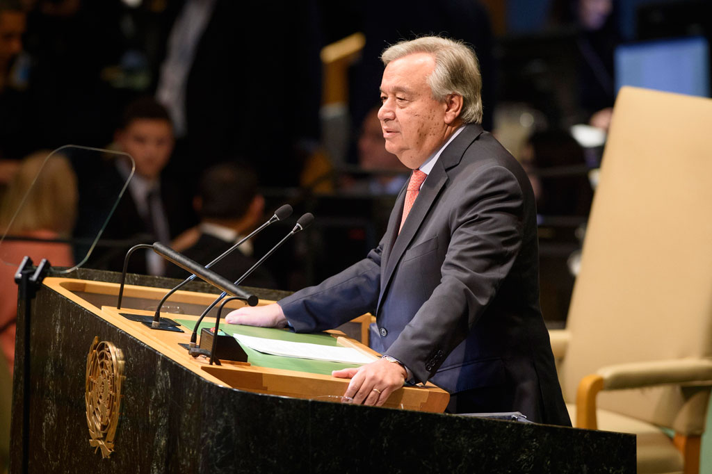 Secretary-General António Guterres presents his annual report on the work of the Organization ahead of the opening of the General Assembly’s seventy-third general debate. UN Photo/Loey Felipe