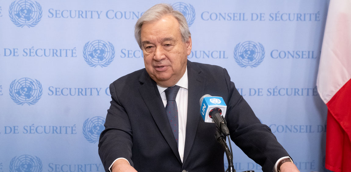 El Secretario General, António Guterres, da una rueda de prensa sobre la situación en Gaza.