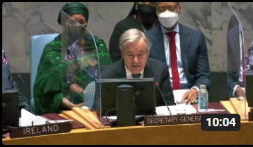 Antonio Guterres (UN Secretary – General) on Women and Peace and Security; Investing in women in peacekeeping and peace building during UNSC 8886th Meeting, 21st October 2021