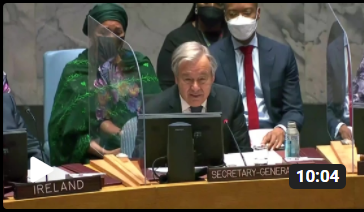 UN Secretary-General Antonio Guterres at UNSC Open Debate on WPS, October 2021. Source: UN Media