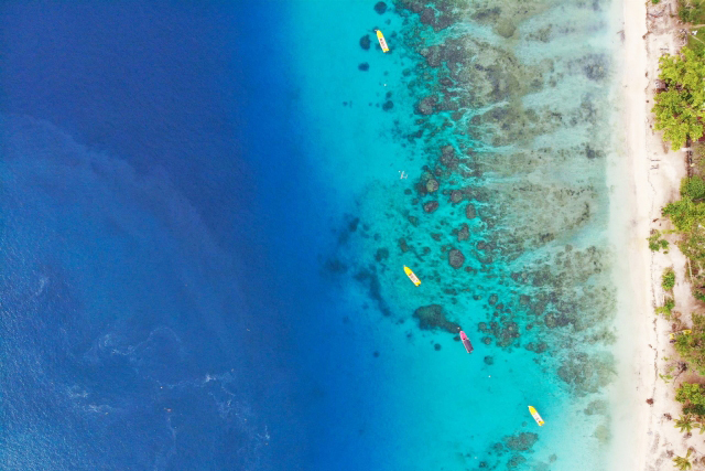 aerial view of island coastline