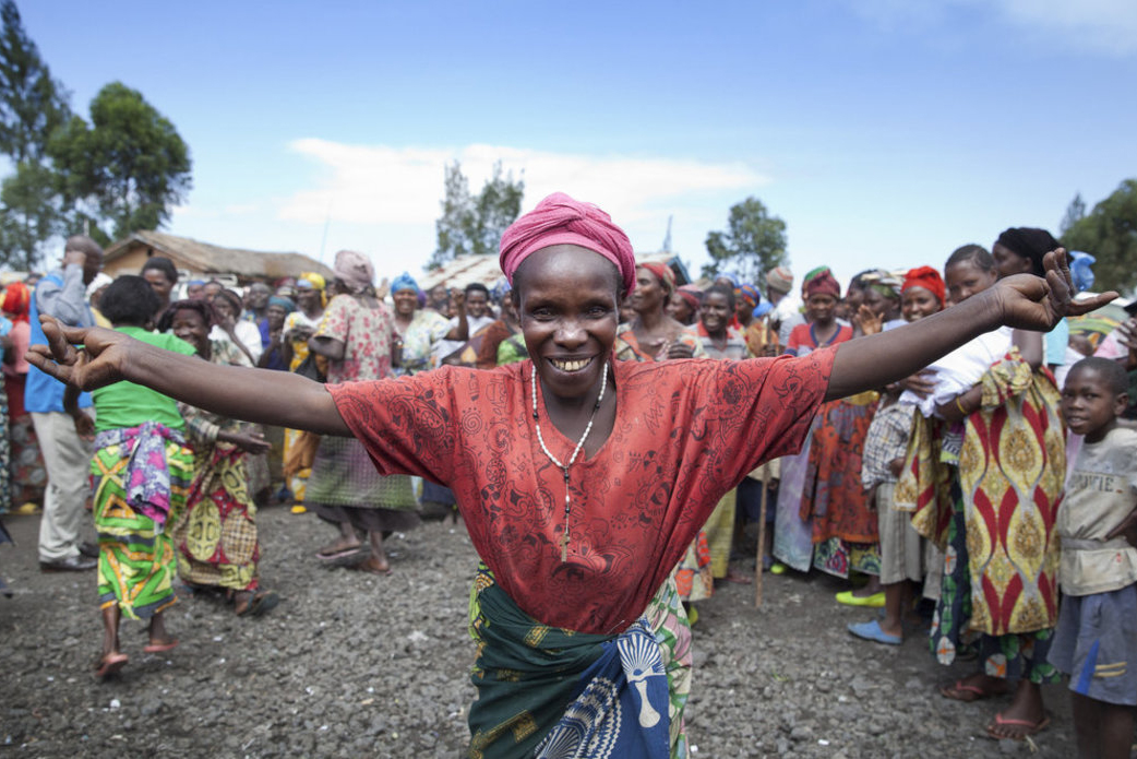 woman dancing in a crowd