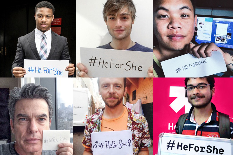 men holding up signs #HeForShe