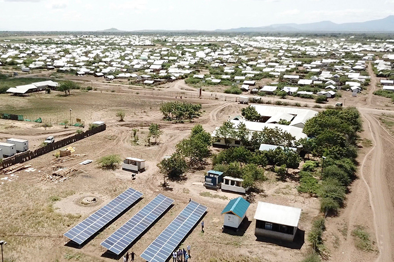 solar panels in refugee camp