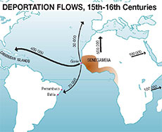 Map showing Deportation Flows, 15th-16th Centuries