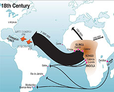 Map showing Deportation Flows, 18th Century