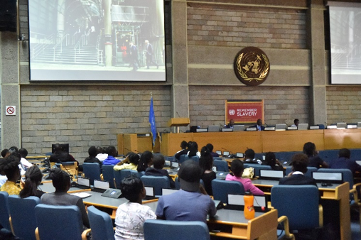 Student participants participate in a film screening at UNIC Nairobi