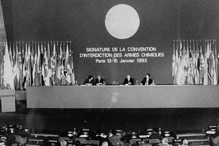 Signing of the Chemical Weapons treaty in Paris in 1993.