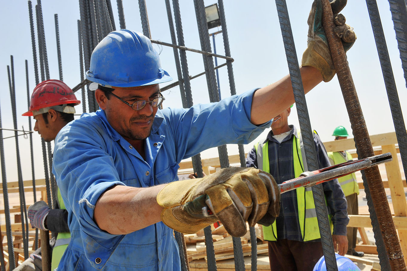 Construction workers in Egypt.