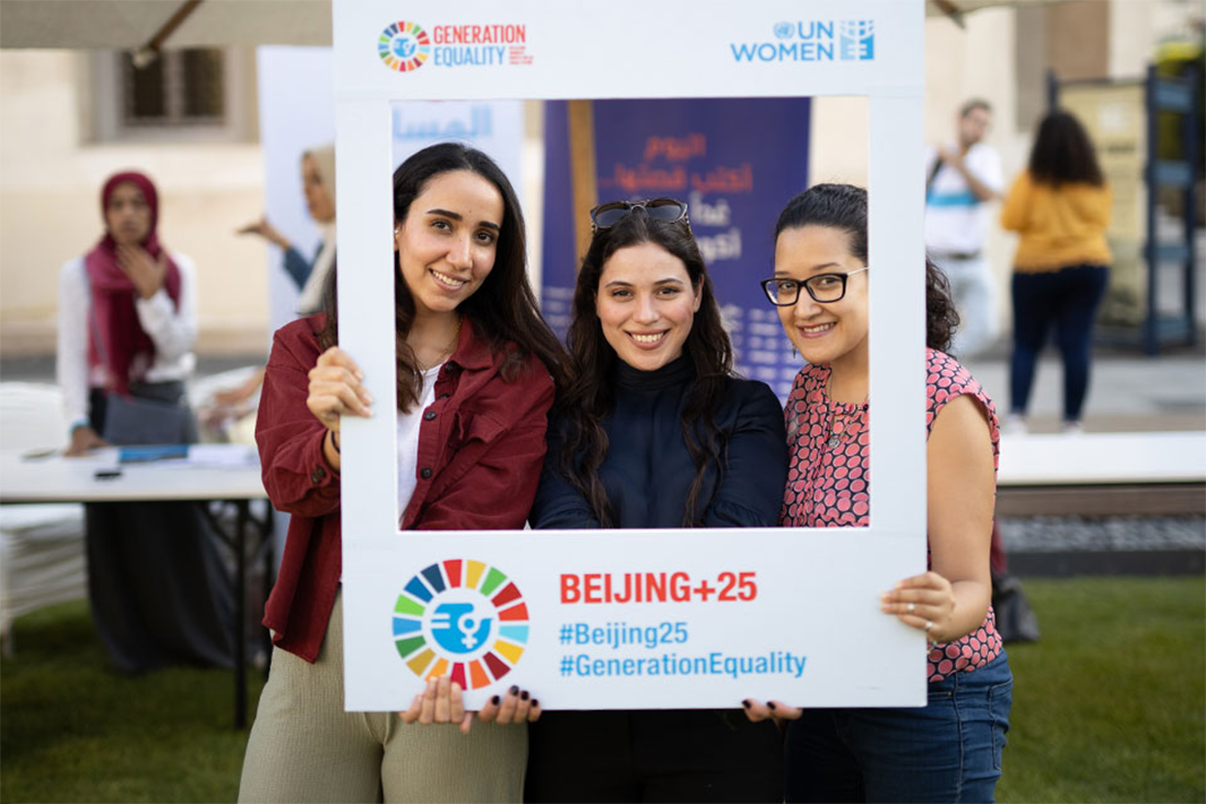 Volunteers and participants in the Digital Inclusion Week 2019 in Cairo, Egypt. 