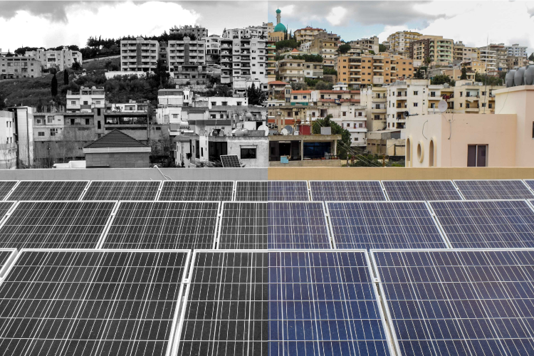 urban roof with solar panels