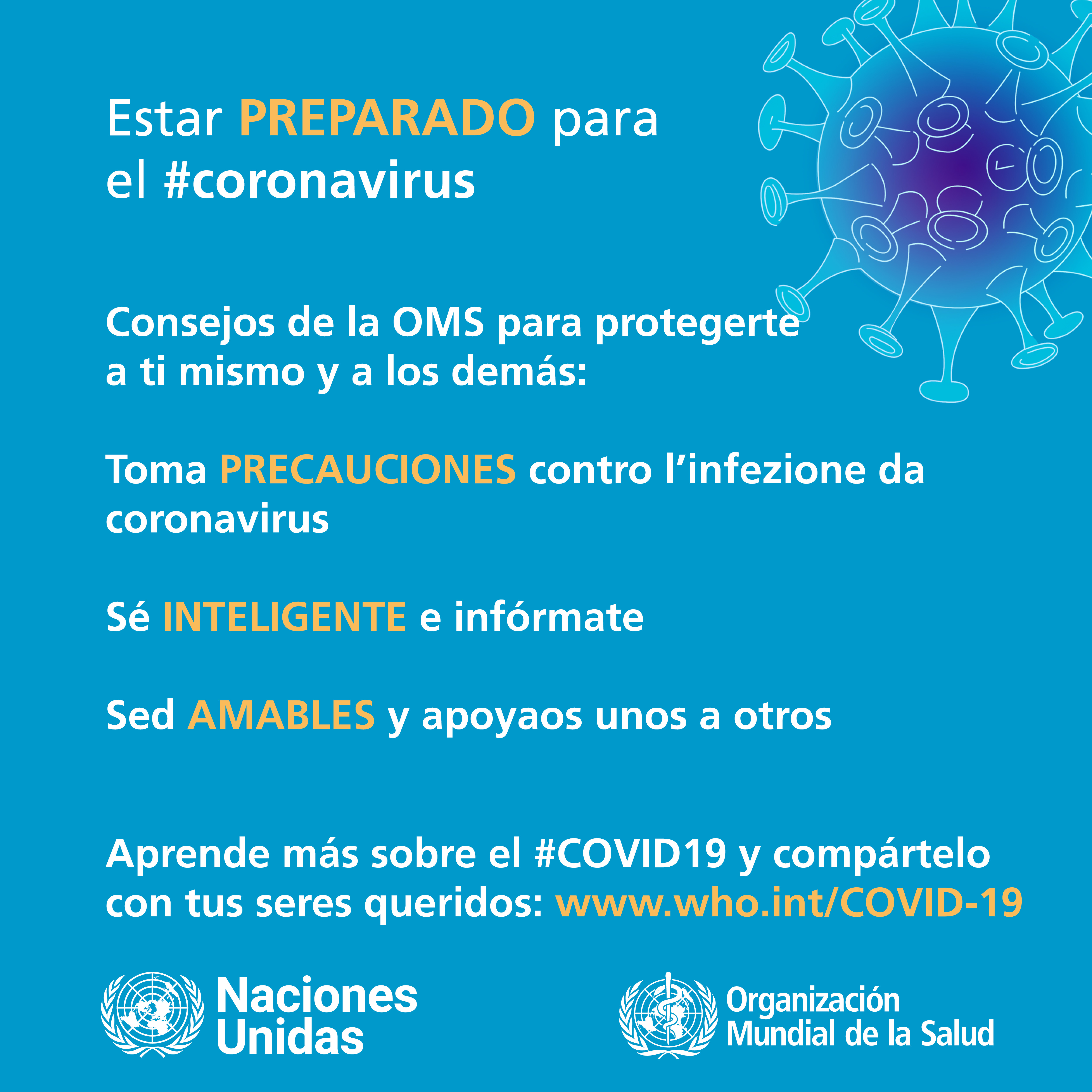 Poster con consejos de la OMS