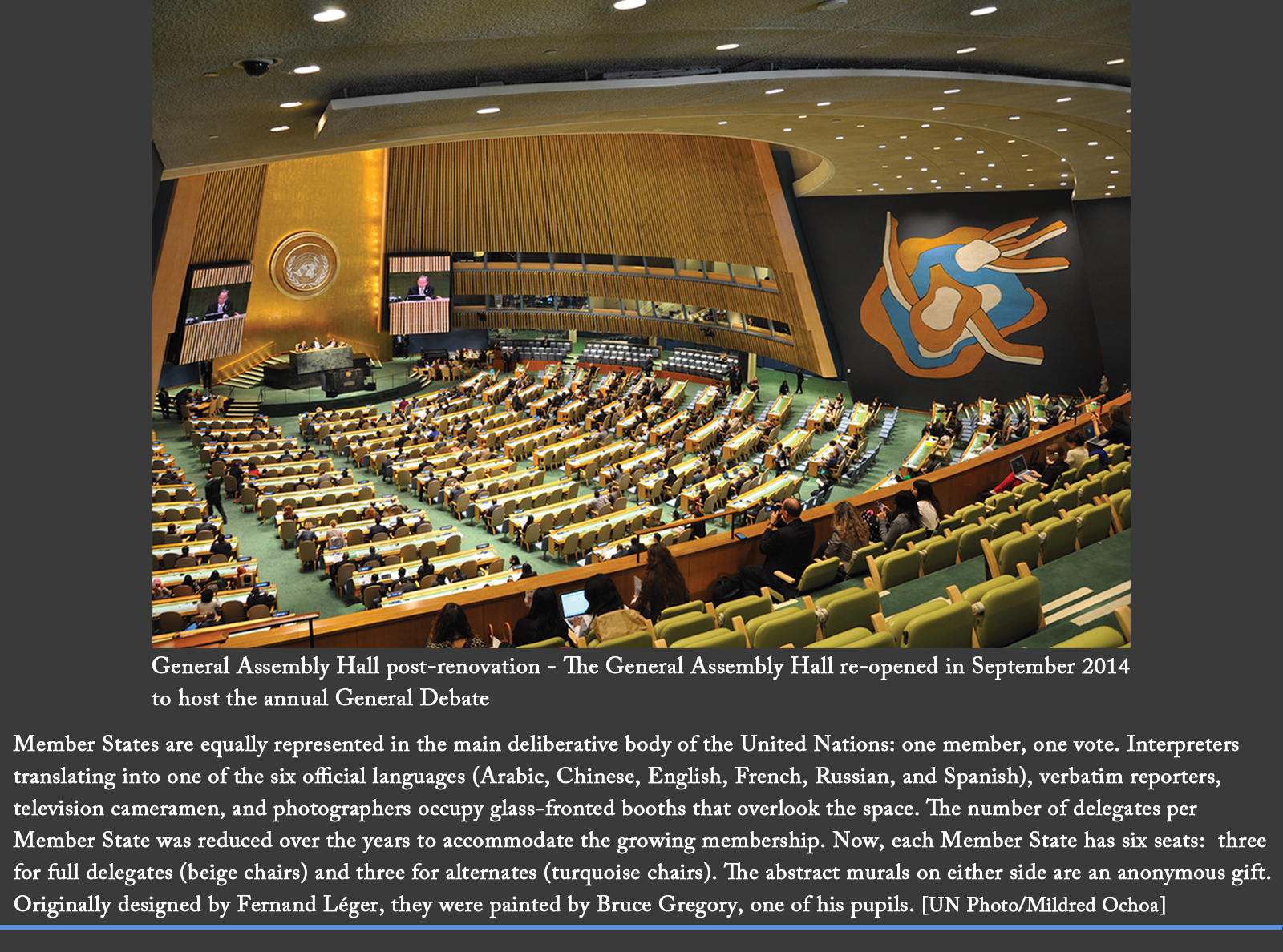 The renovated General Assembly Hall re-opened in September 2014 in time to host the annual General Debate 