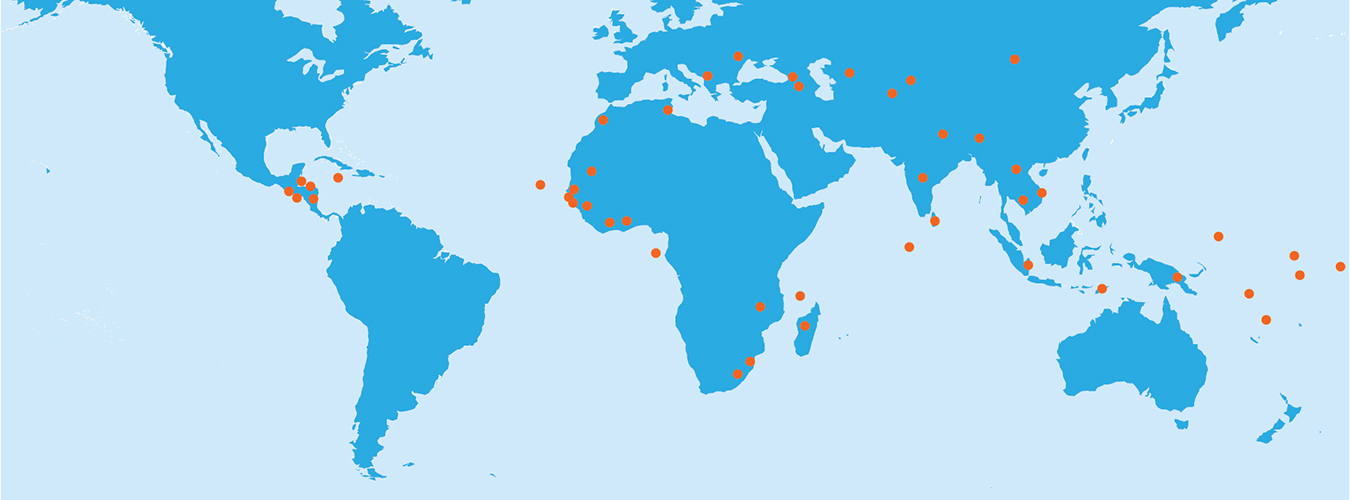 Un carte du monde. Lien URL vers le site Recover Better en anglais.