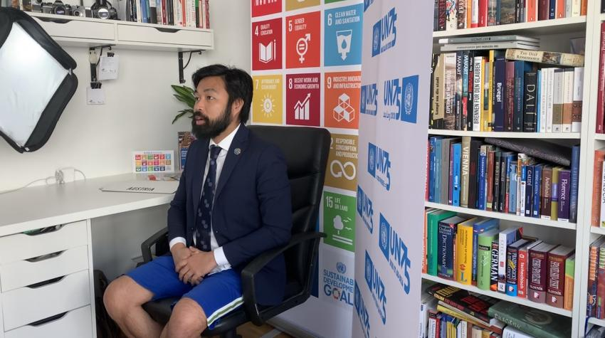 Henri Abued Manzano, a tour guide at the United Nations Information Service (UNIS) in Vienna, speaks from his apartment.  