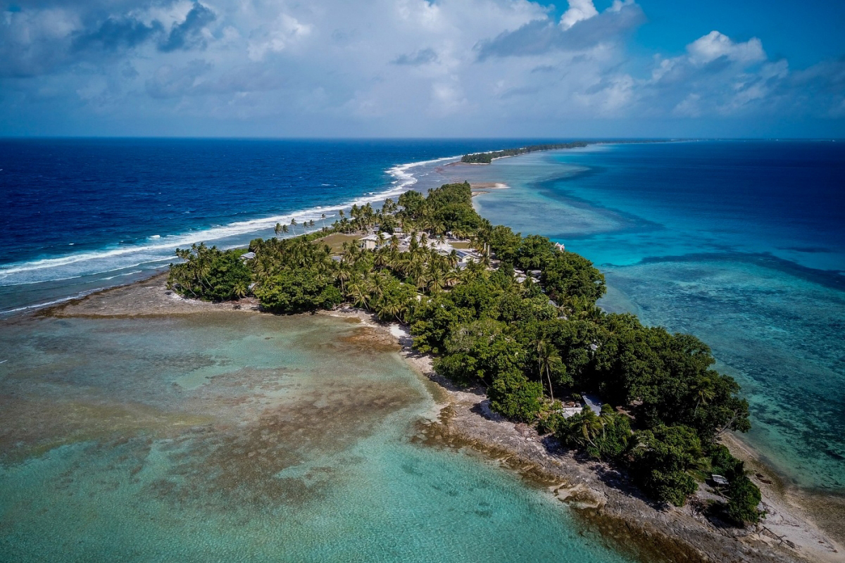 aerial view of the island of Tuvalu