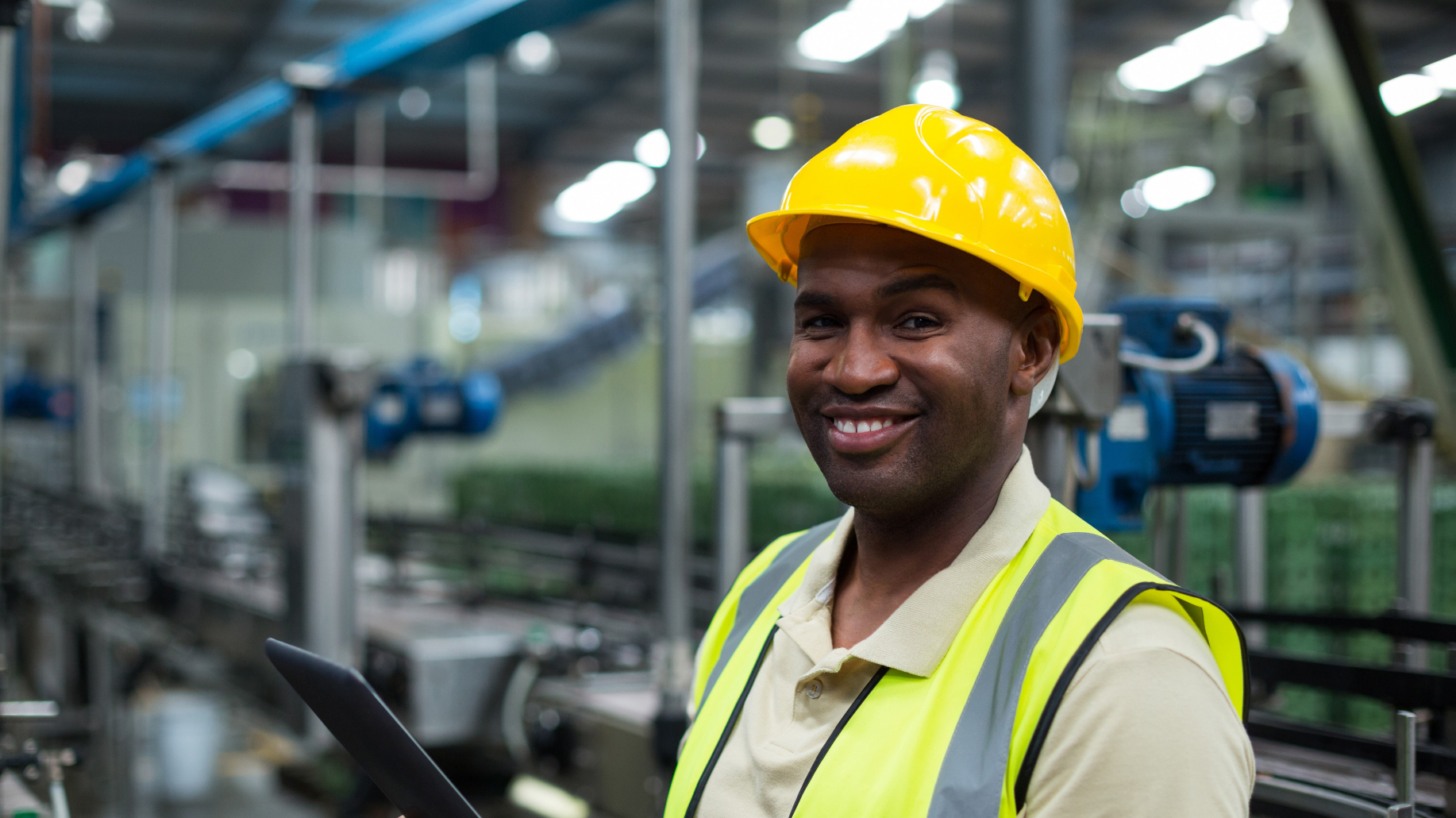 smiling factory worker