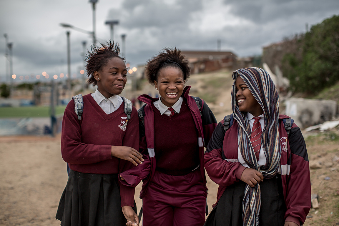 school girls laughing