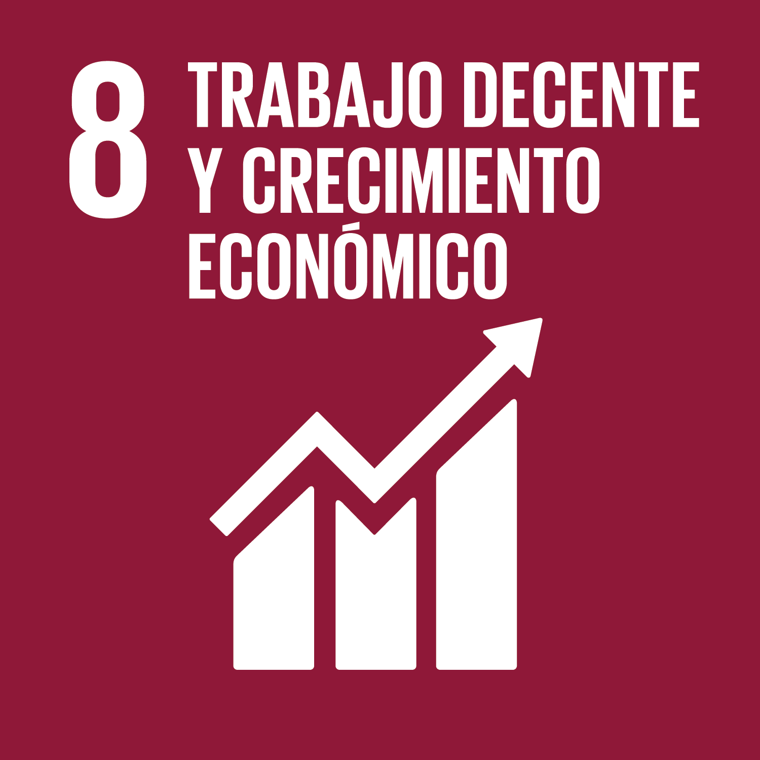 Logo Objetivo 8 sobre trabajo decente y crecimiento económico