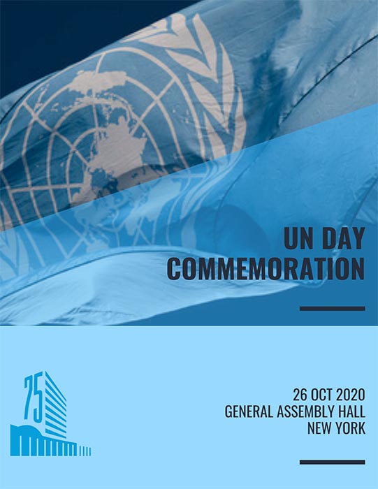Cartel en inglés de la celebración del Día de la ONU