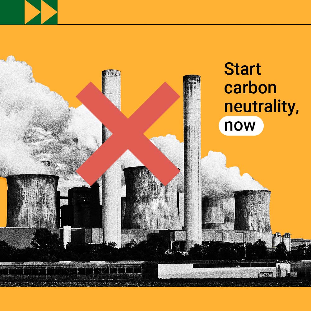 Card reads: Start carbon neutrality now