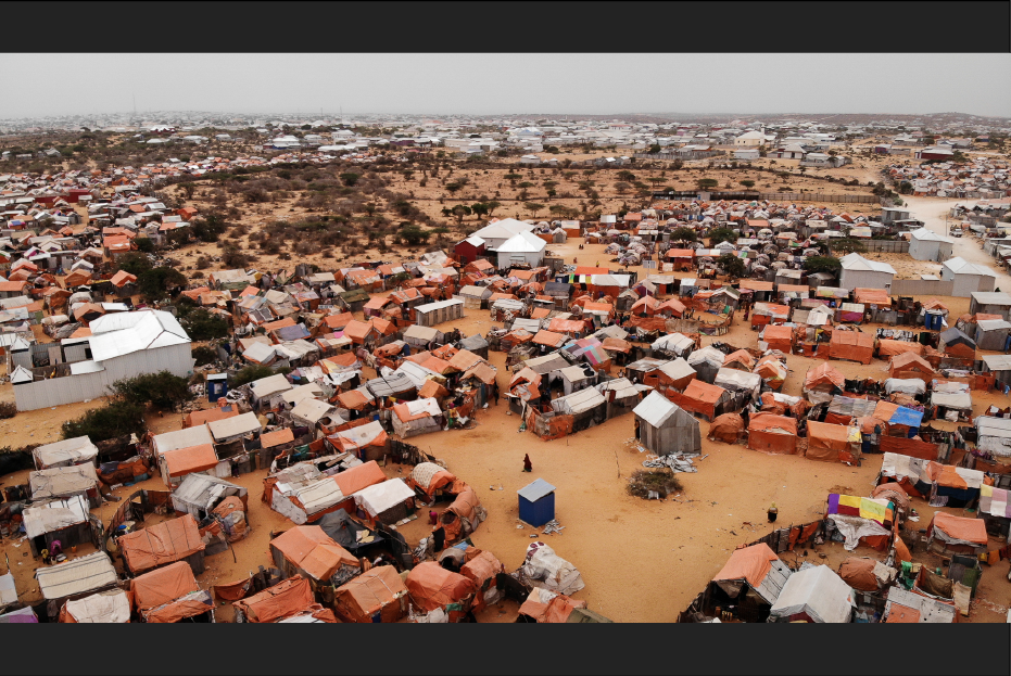An Arial view of Kahda IDP camp in Mogadishu. 