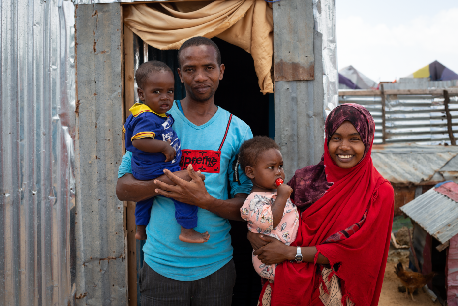 Family portrait of Amran's family at home in the IDP camp.