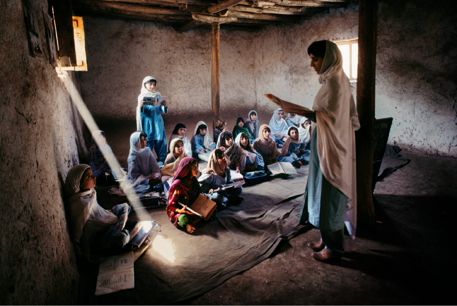 Afghan refugees in school in Peshawar, Pakistan.