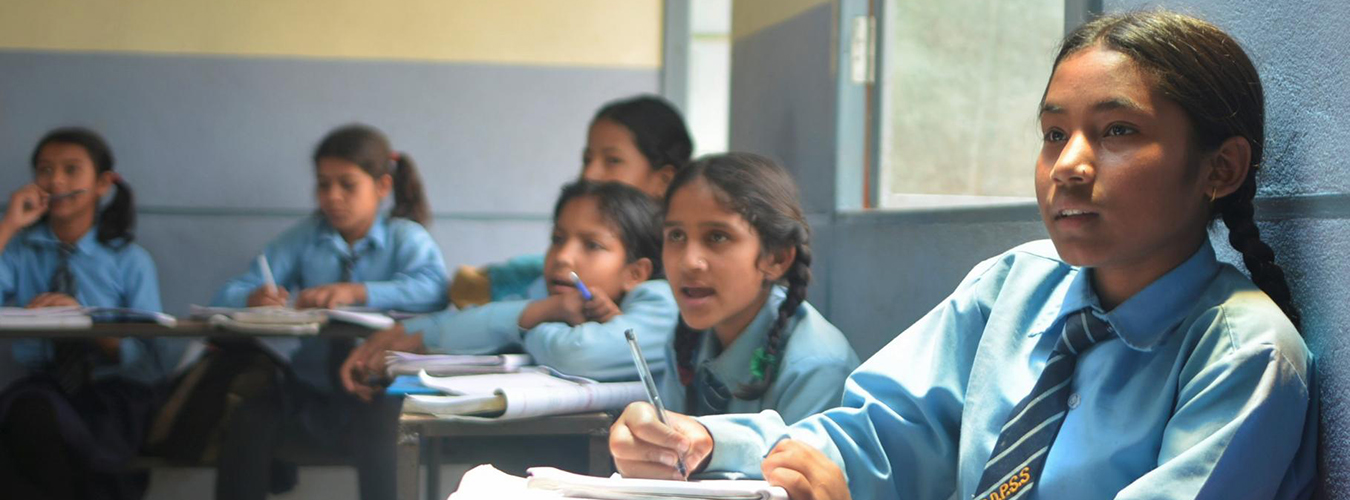 Students in a classroom in Nepal