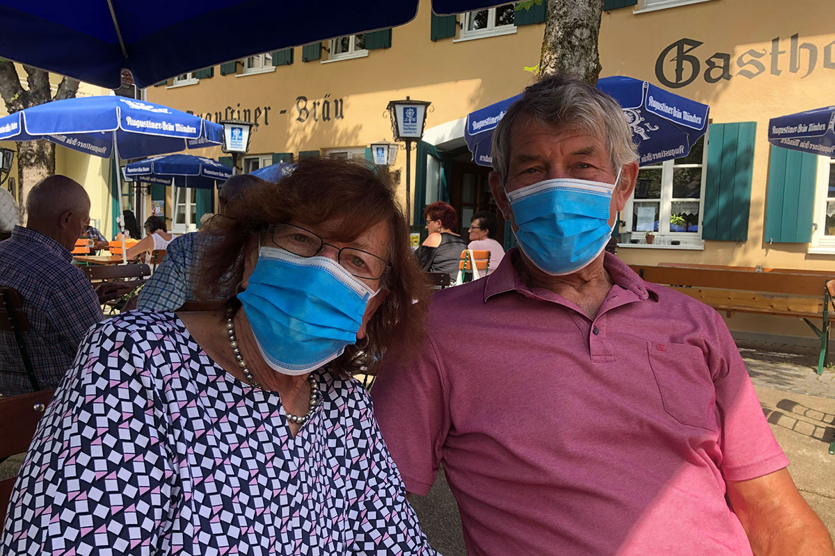 older couple with face masks