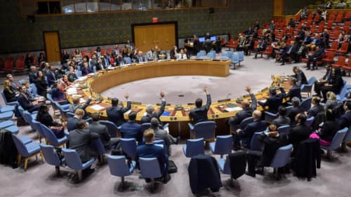 The UN Security Council voting on extending peacekeeping mission