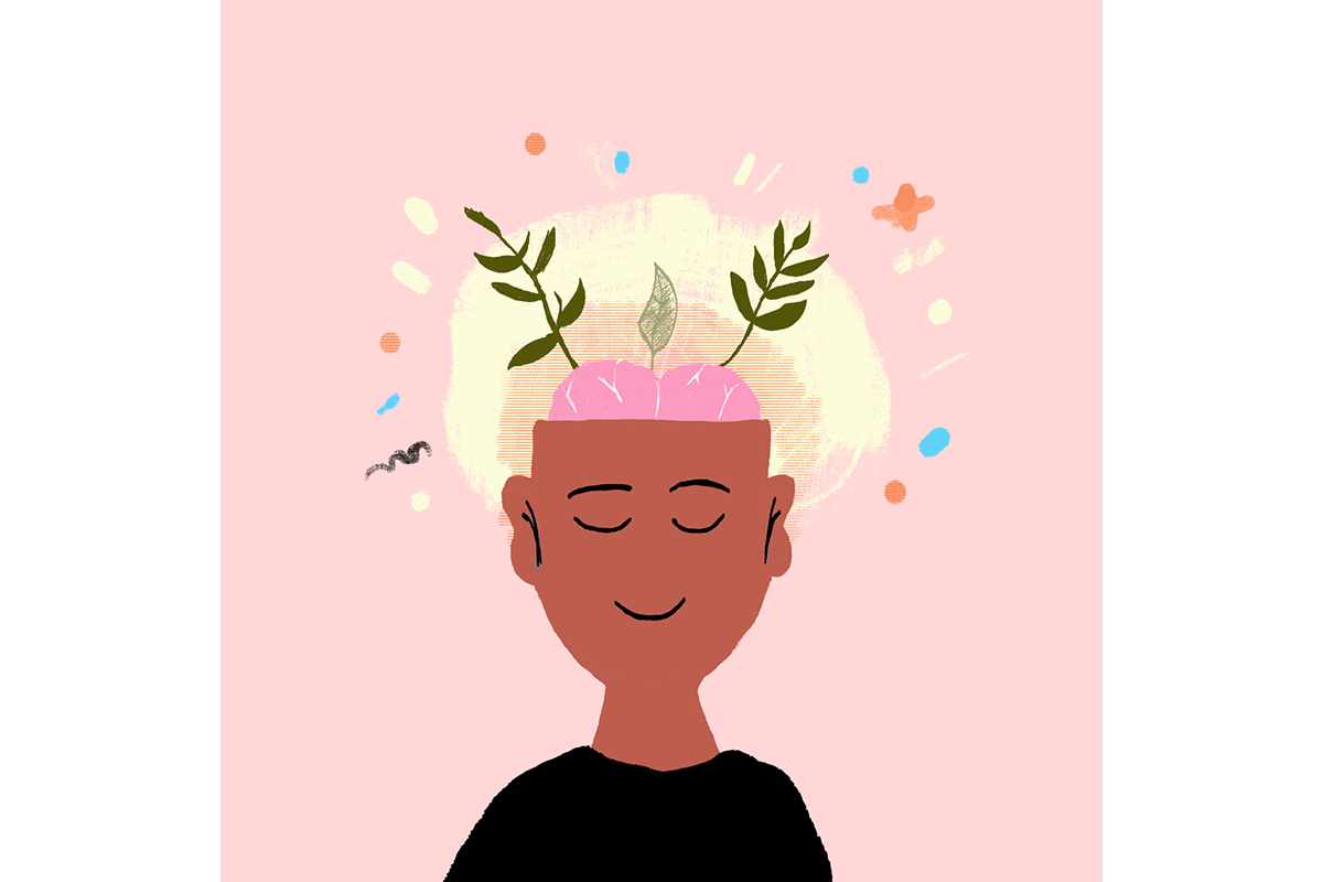 Animated illustration of an anxious brain. 