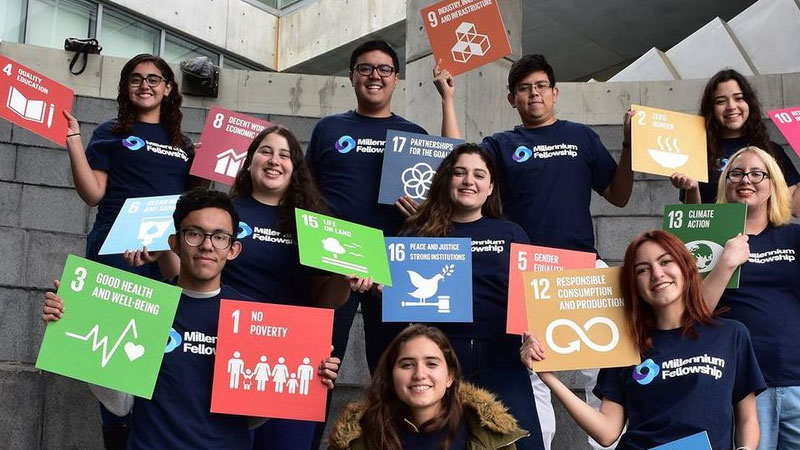 Students with SDG icons