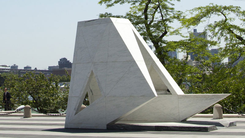 The Ark of Return, the permanent memorial to honour the victims of slavery and the transatlantic slave trade, located at the Visitors' Plaza of UN headquarters in New York.