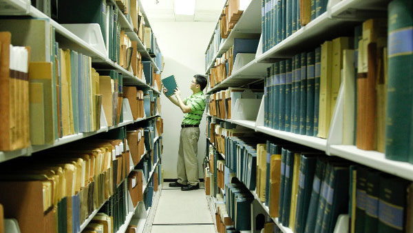 A researcher at the library.