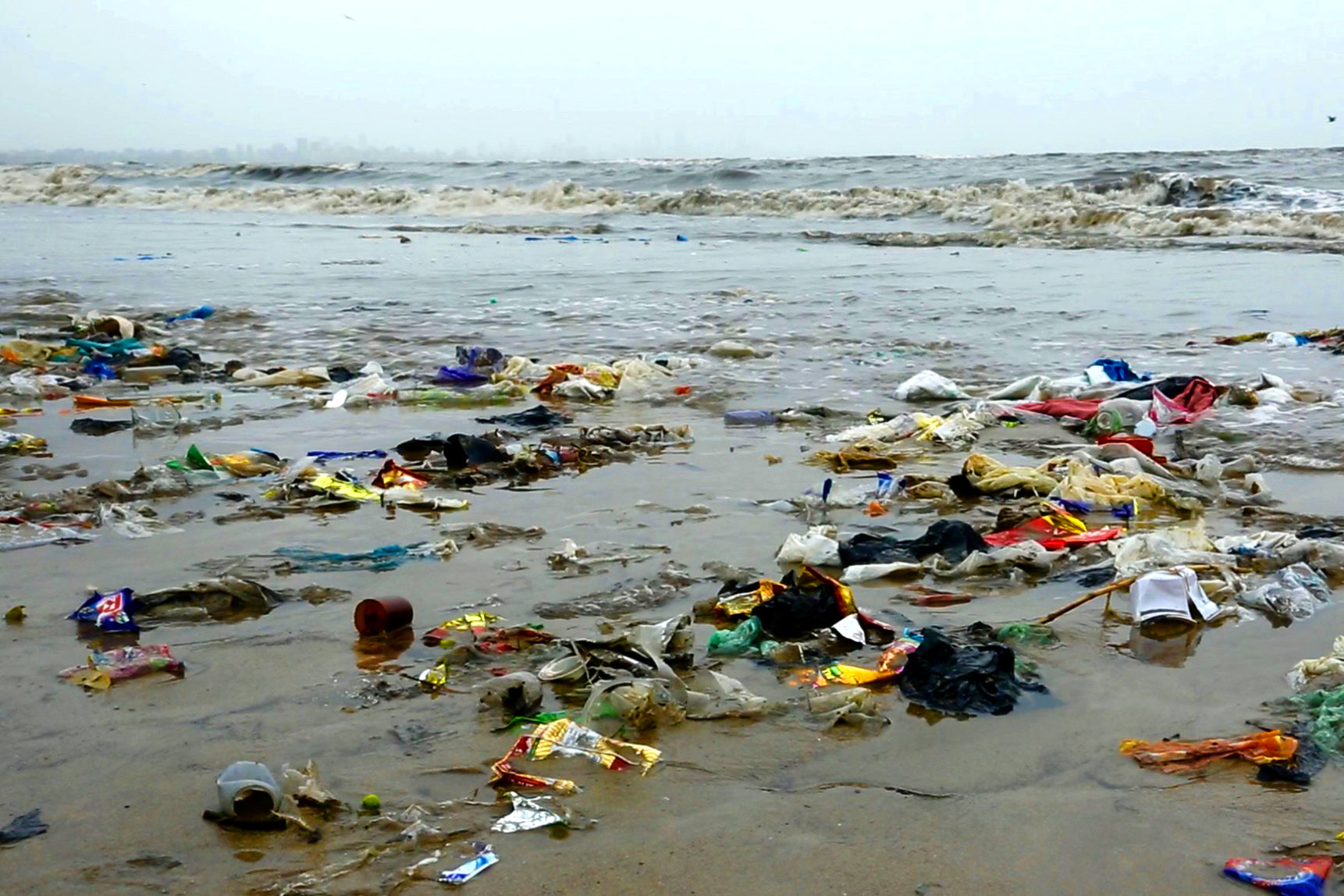 Beach full of trash