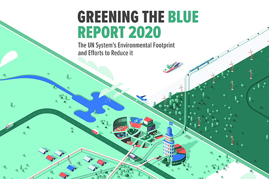 Report cover with illustration of sustainable future.