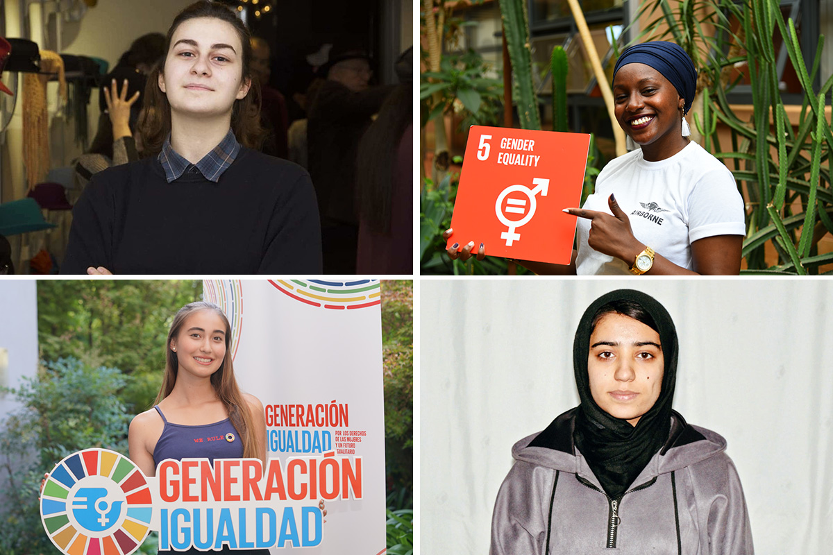 From top left, clockwise: Mariam Lomtadze, Kathy Gitau, Somaya Faruqi, Julieta Martinez