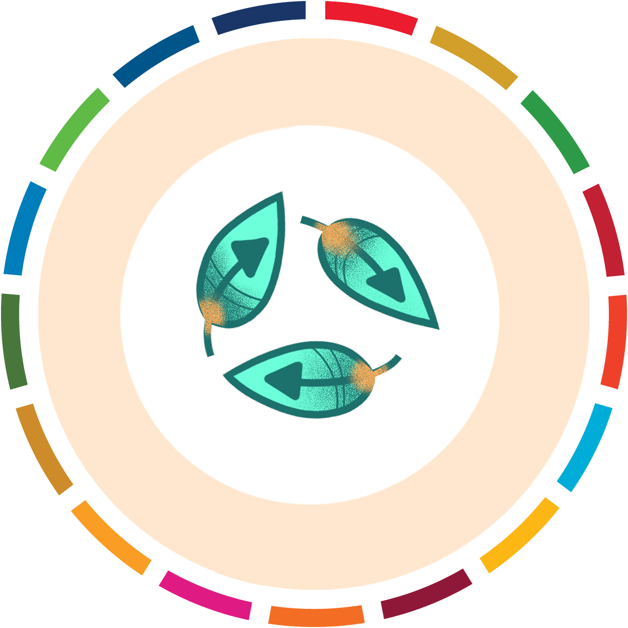 Composição gráfica: o símbolo da reciclagem composto por três folhas