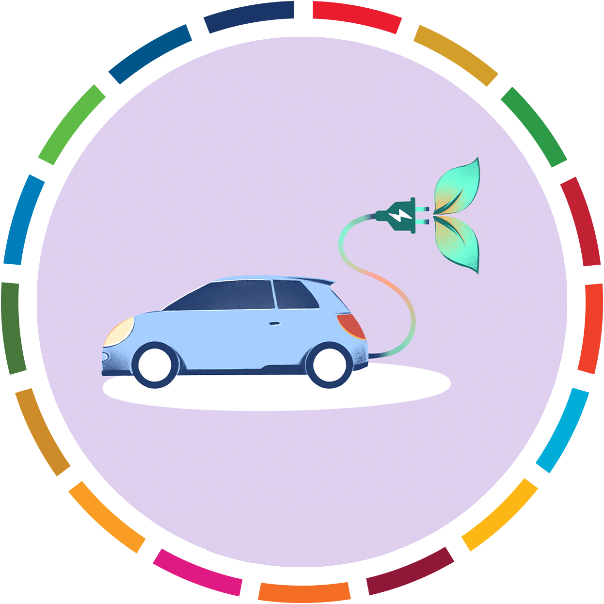 ilustración: un automóvil con enchufe eléctrico