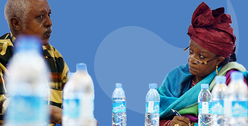 Zainab Bangura at a table with the Police Advisory Committee 