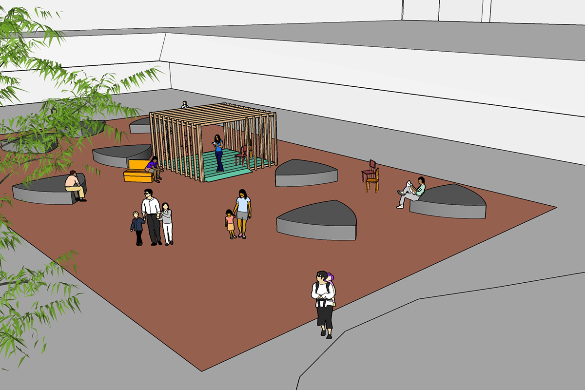 A digital rendering of a community place